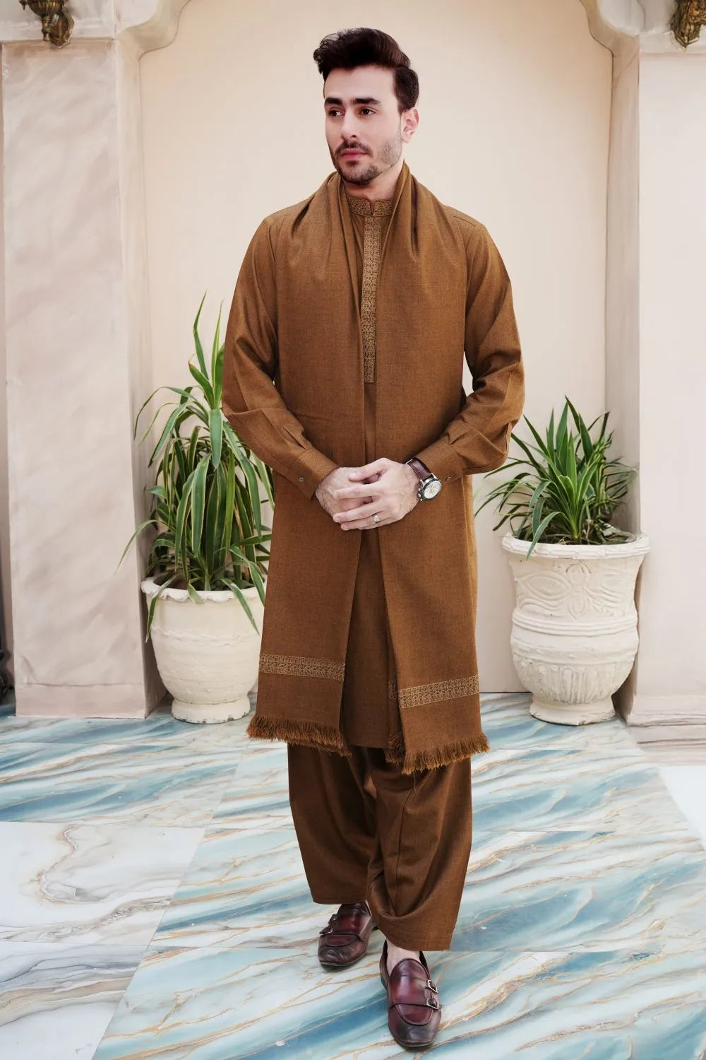 Sandalwood Woolen Shawl Suit