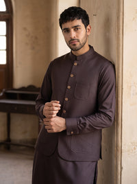 Mauve Kameez Shalwar with Waist Coat