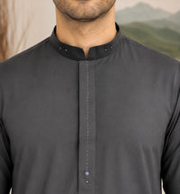 Charcoal Grey Wash and Wear Kameez Shalwar
