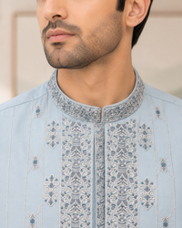 Light Blue Kameez Shalwar with Waist Coat