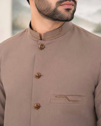 Light Brown Kameez Shalwar with Waist Coat