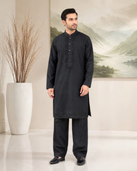 Black Embroidered Kurta Pajama