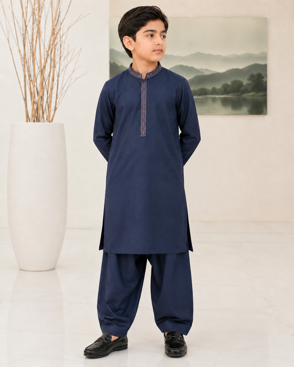 Navy Blue Kameez Shalwar for Boys