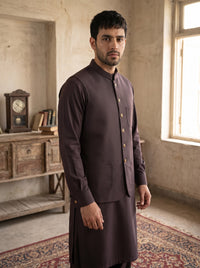 Mauve Kameez Shalwar with Waist Coat