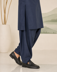 Navy Blue Wash and Wear Kameez Shalwar