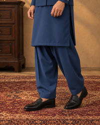 Navy Blue Kameez Shalwar with Waist Coat