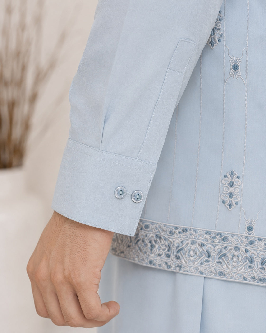 Light Blue Kameez Shalwar with Waist Coat