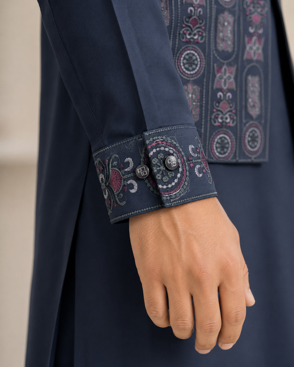Navy Blue Kameez Shalwar with Waist Coat