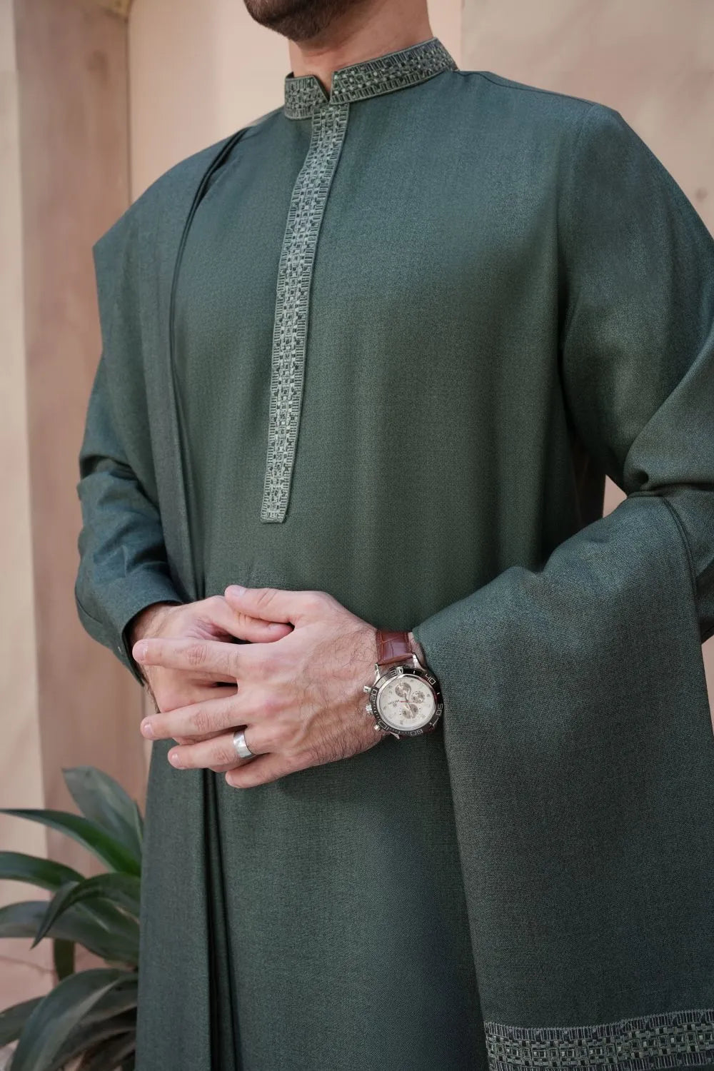 Green Woolen Shawl Suit