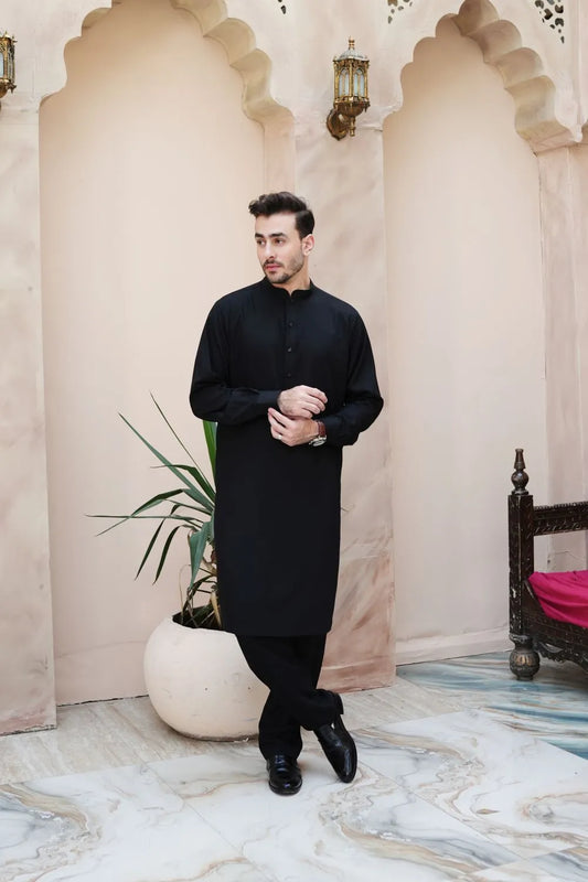 Black Wash and Wear Kurta Pajama