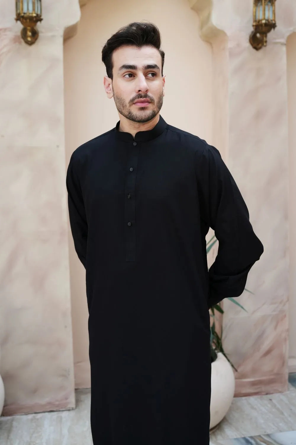 Black Wash and Wear Kurta Pajama