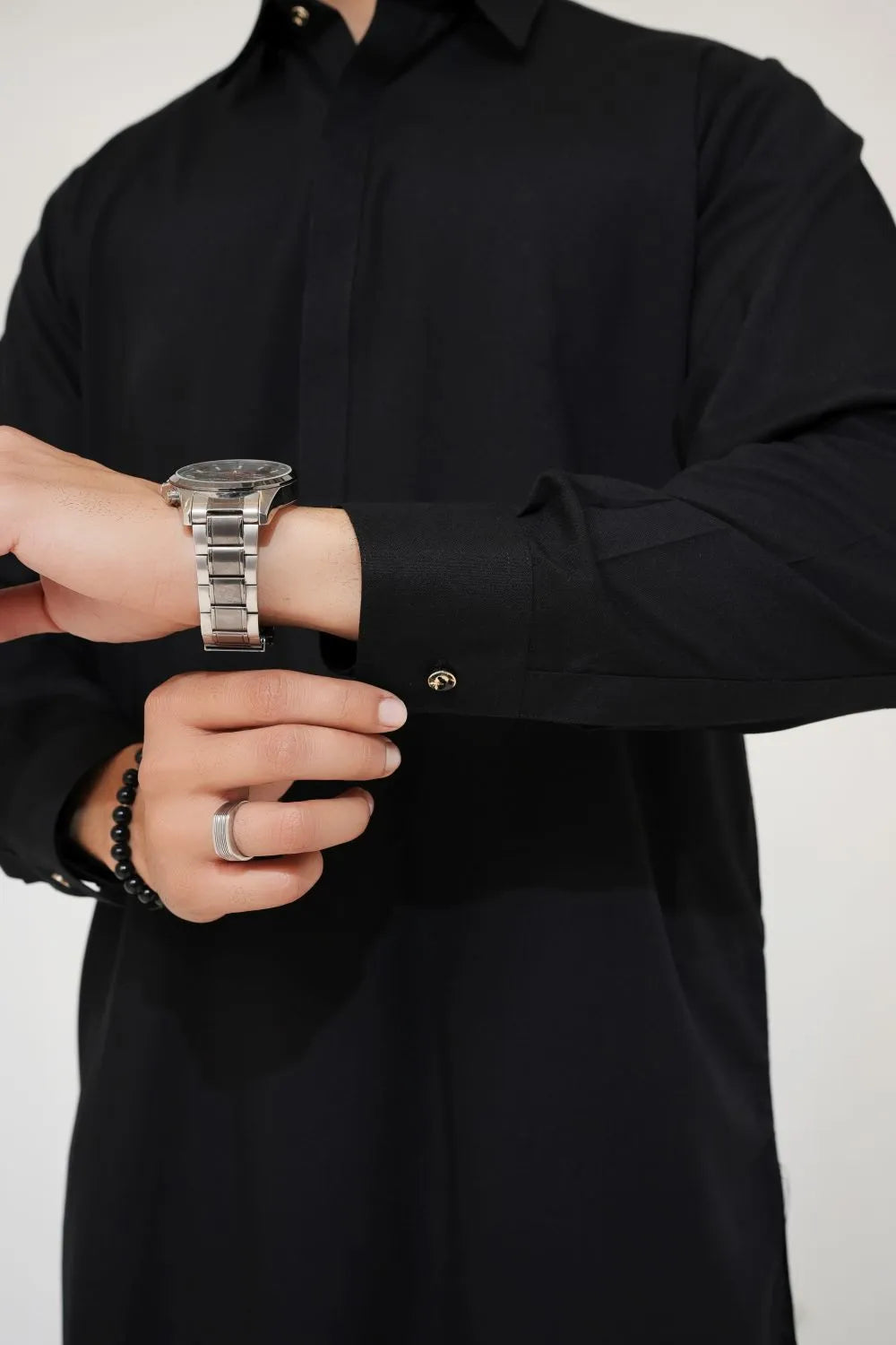 Black Wash and Wear Kameez Shalwar