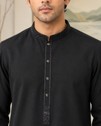 Black Wash and Wear Kameez Shalwar