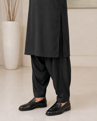Black Wash and Wear Kameez Shalwar