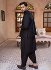 Black Kameez Shalwar with Hand Crafted Waist Coat