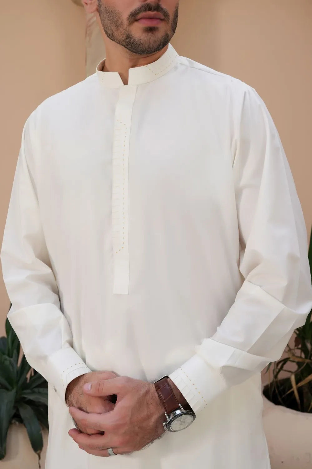 Off-White Wash and Wear Kameez Shalwar