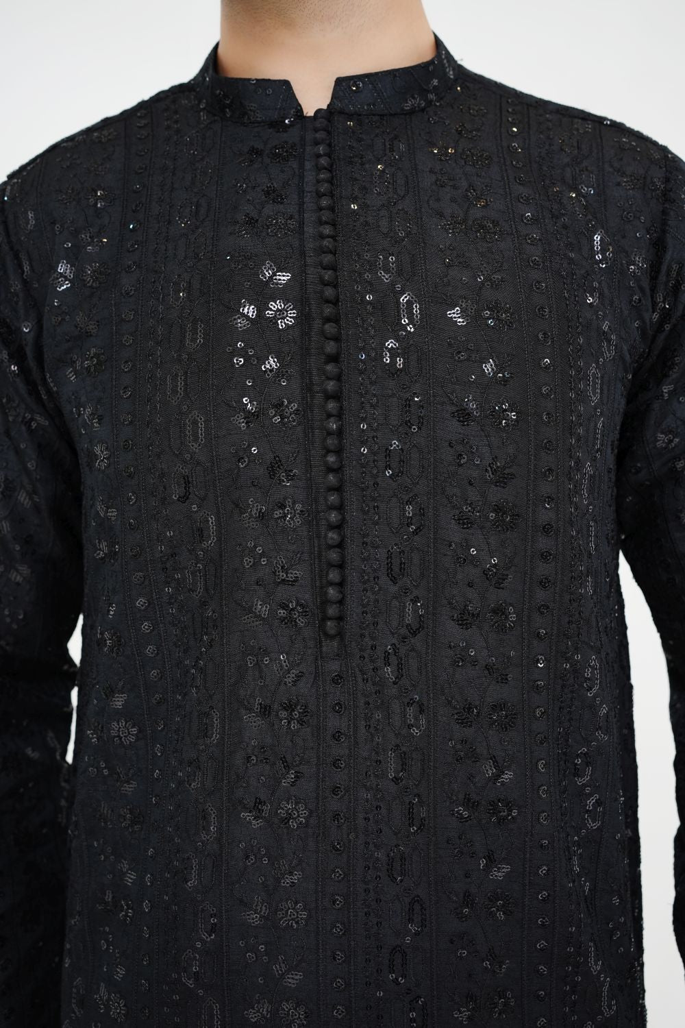 Black Raw Silk Kurta Pajama