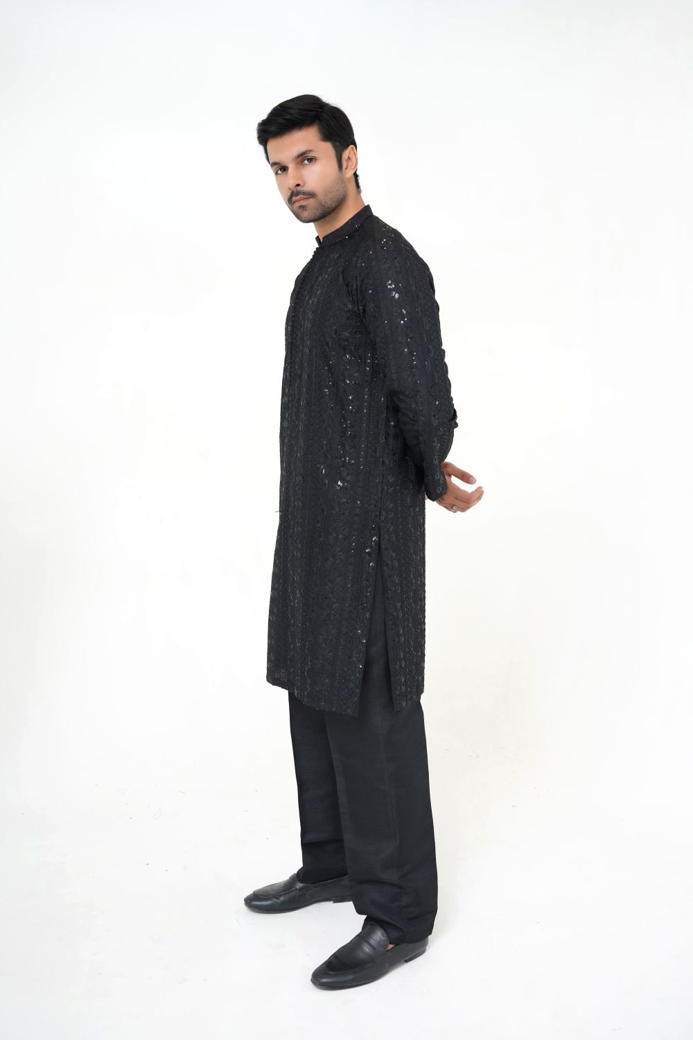 Black Raw Silk Kurta Pajama