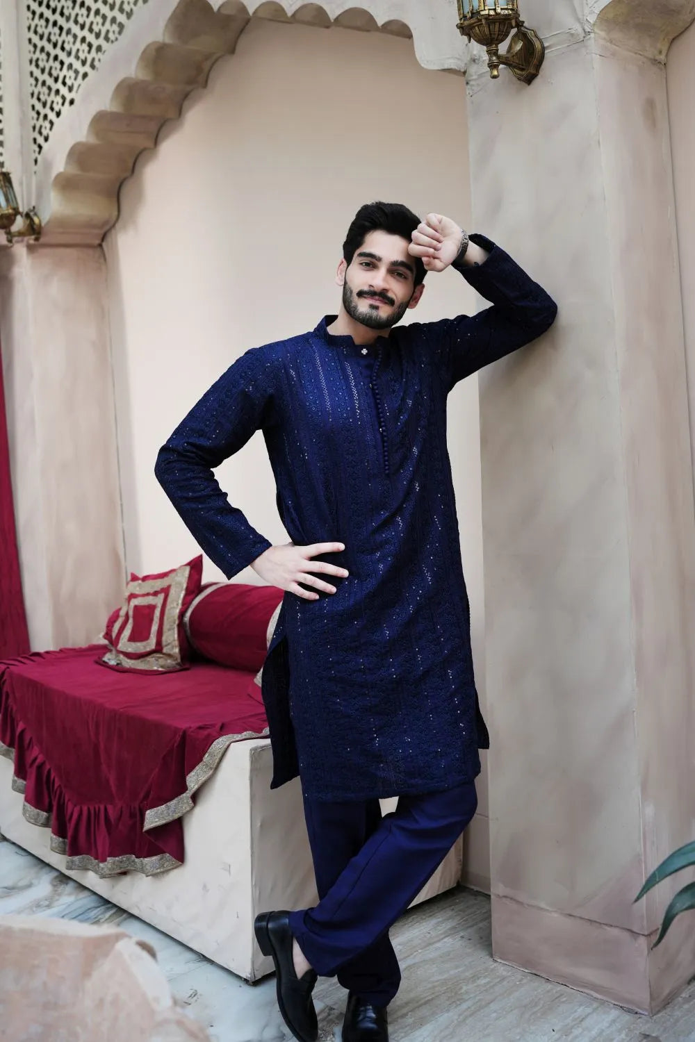 Blue Raw Silk Kurta Pajama