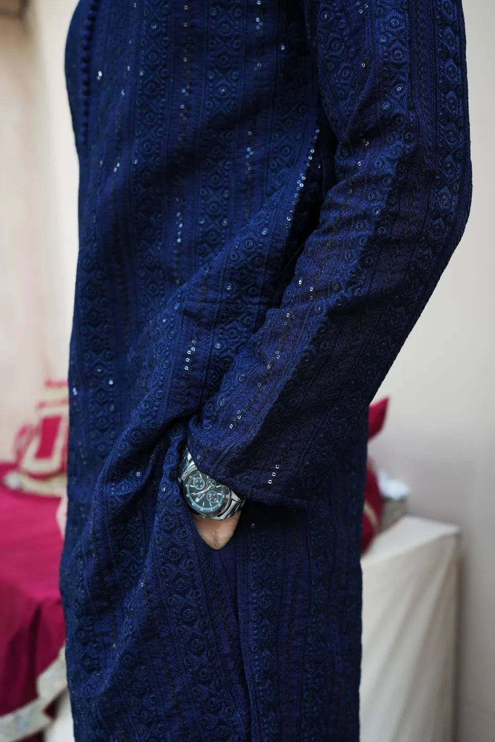 Blue Raw Silk Kurta Pajama