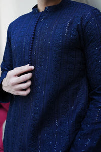 Blue Raw Silk Kurta Pajama