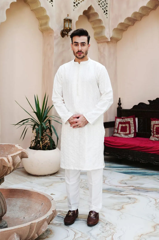 Off-White Raw Silk Kurta Pajama