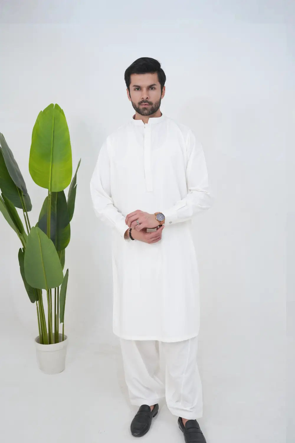 Off-White Boski Wash and Wear Kameez Shalwar