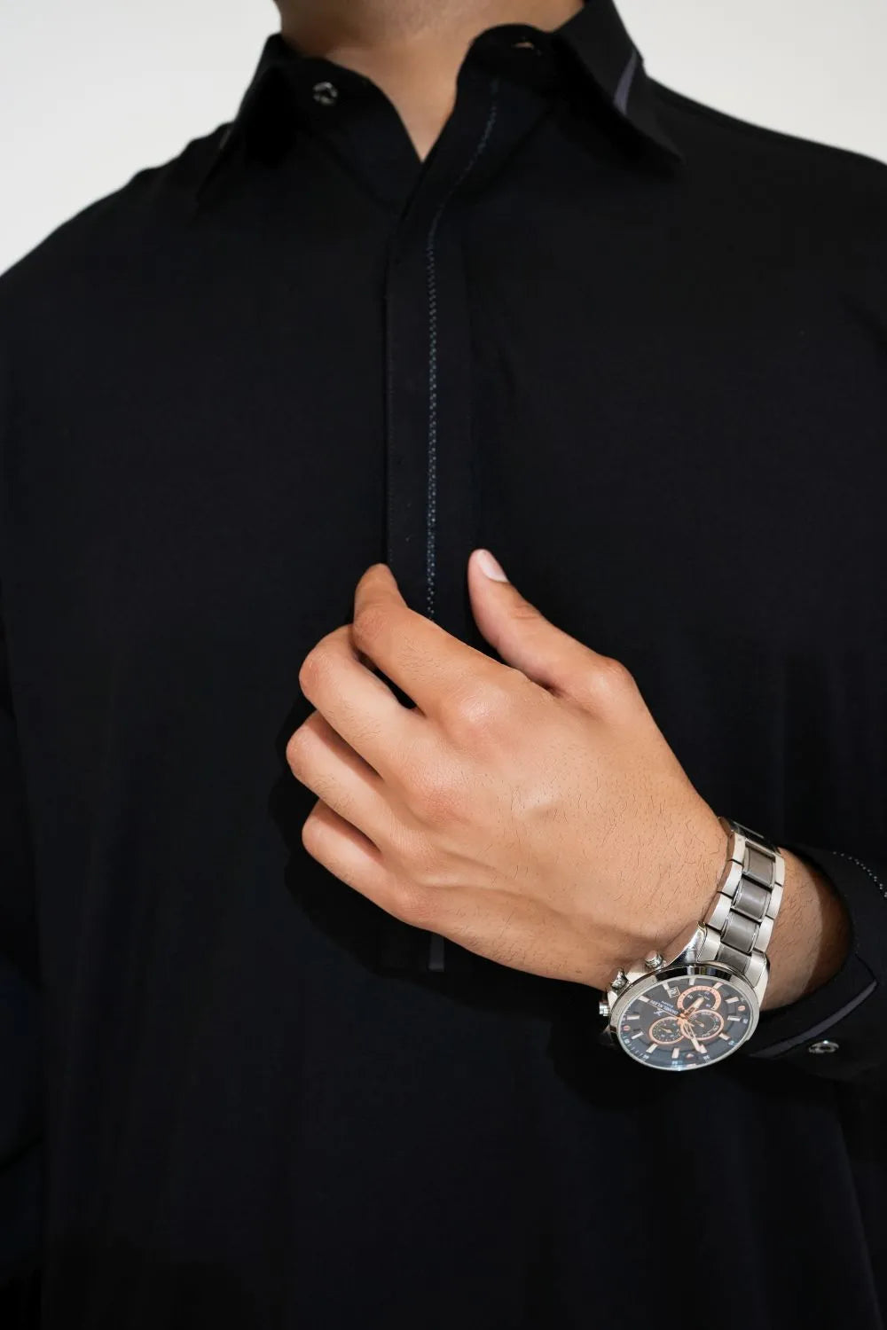 Black Wash and Wear Kameez Shalwar