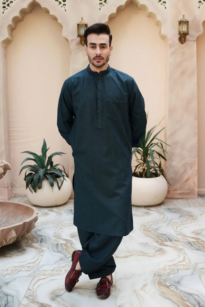 Green Wash and Wear Kameez Shalwar