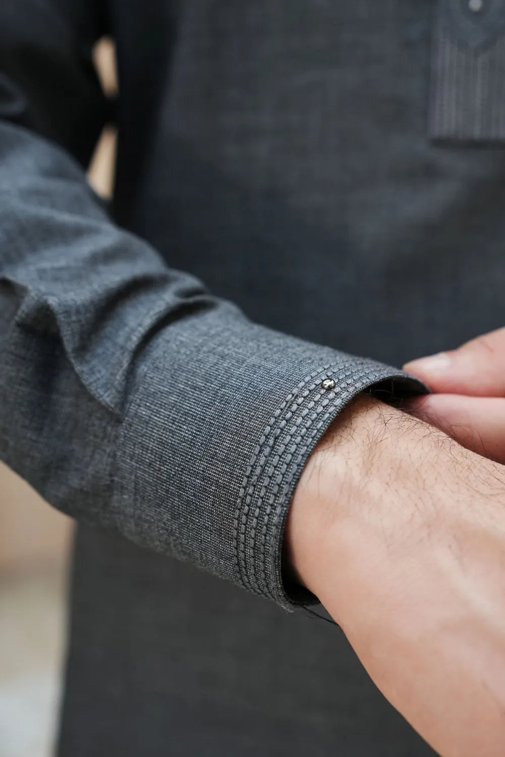 Grey Wash and Wear Kameez Shalwar