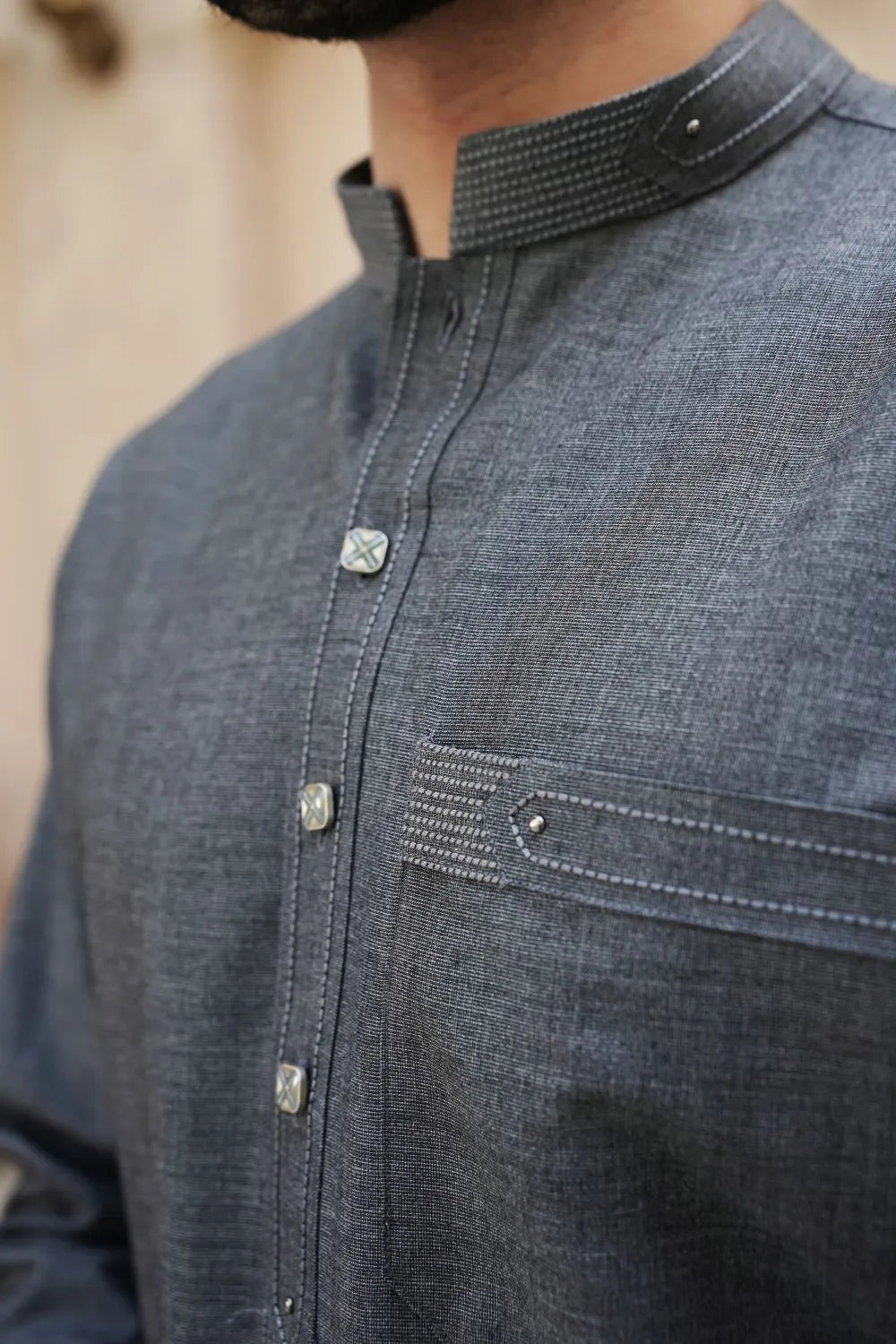 Grey Wash and Wear Kameez Shalwar