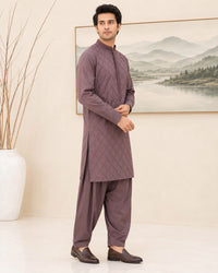 Mauve Cotton Kameez Shalwar