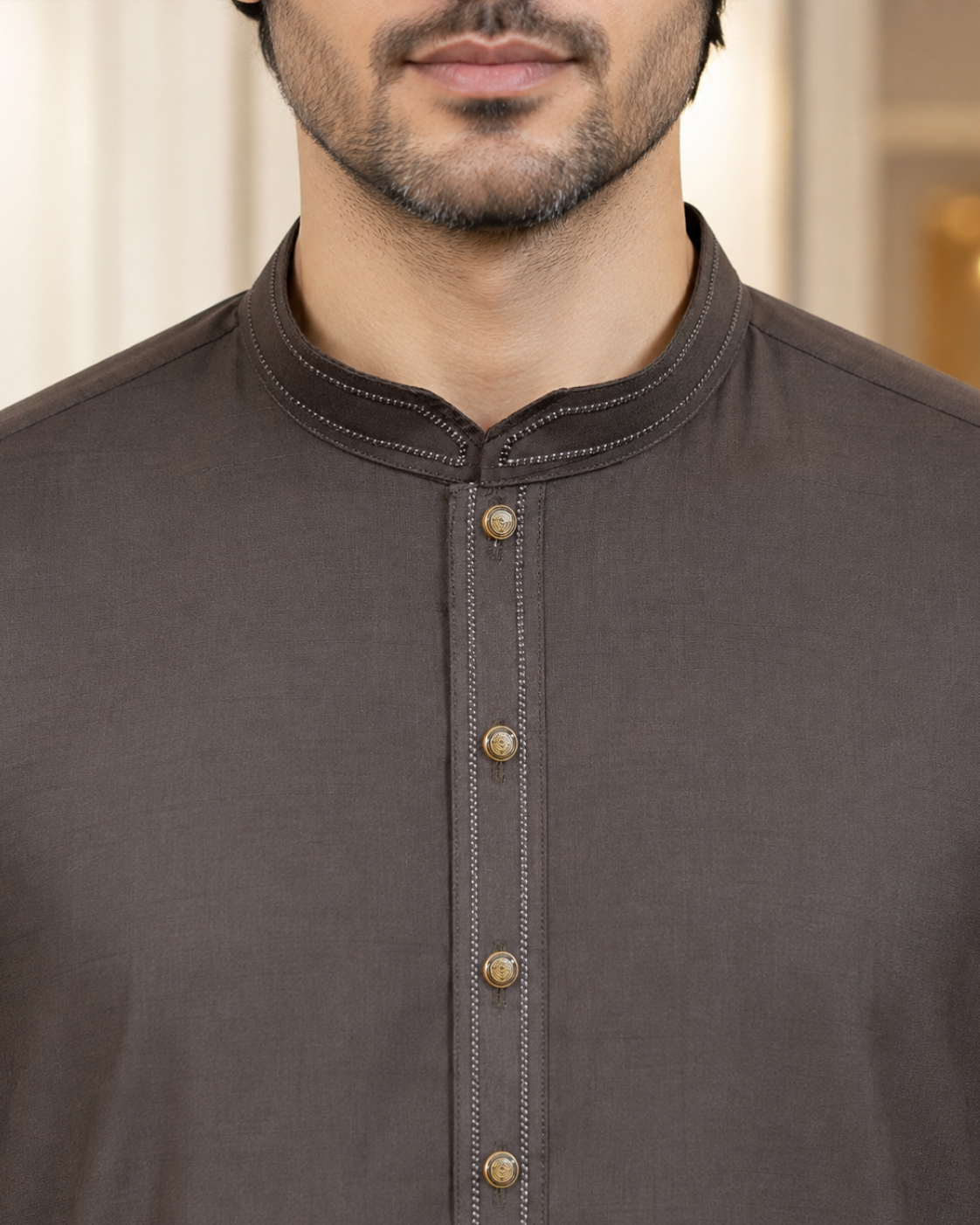 Coffee Brown Wash and Wear Kameez Shalwar
