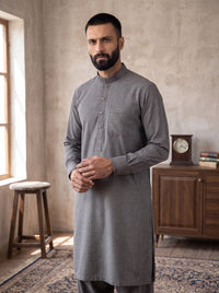 Grey Wash and Wear Kameez Shalwar
