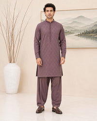 Mauve Cotton Kameez Shalwar