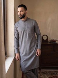 Grey Wash and Wear Kameez Shalwar