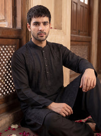 Black Embroidered Kurta Pajama