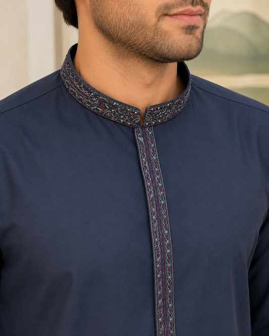 Blue Wash and Wear Kameez Shalwar