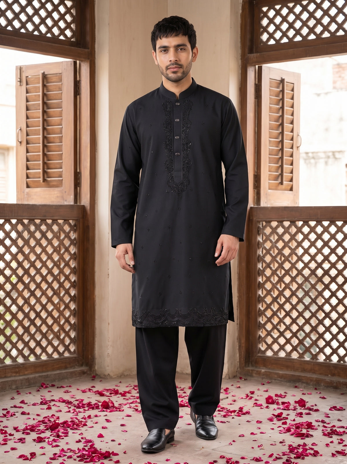 Black Embroidered Kurta Pajama