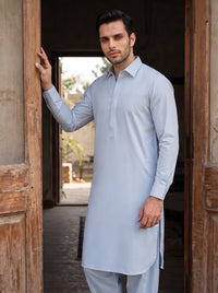 Light Sky Blue Wash and Wear Kameez Shalwar