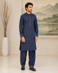Blue Wash and Wear Kameez Shalwar