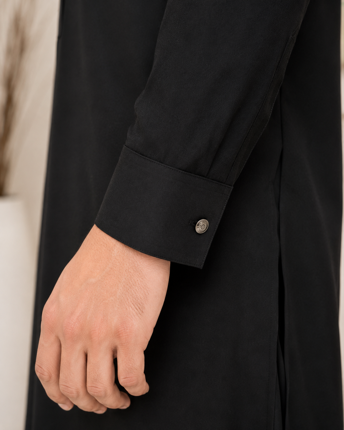 Black Plain Wash and Wear Kameez Shalwar