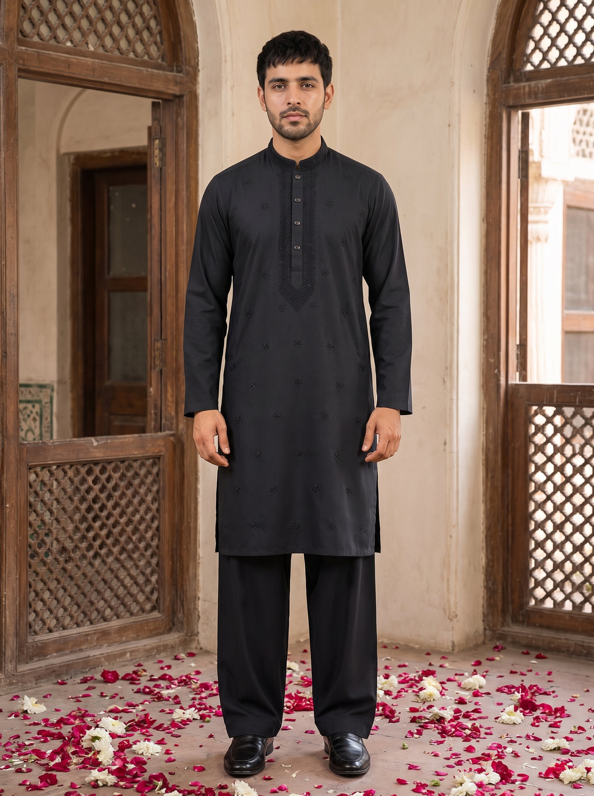 Black Embroidered Kurta Pajama