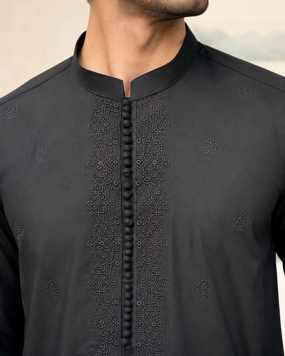 Black Embroidered Kurta Pajama