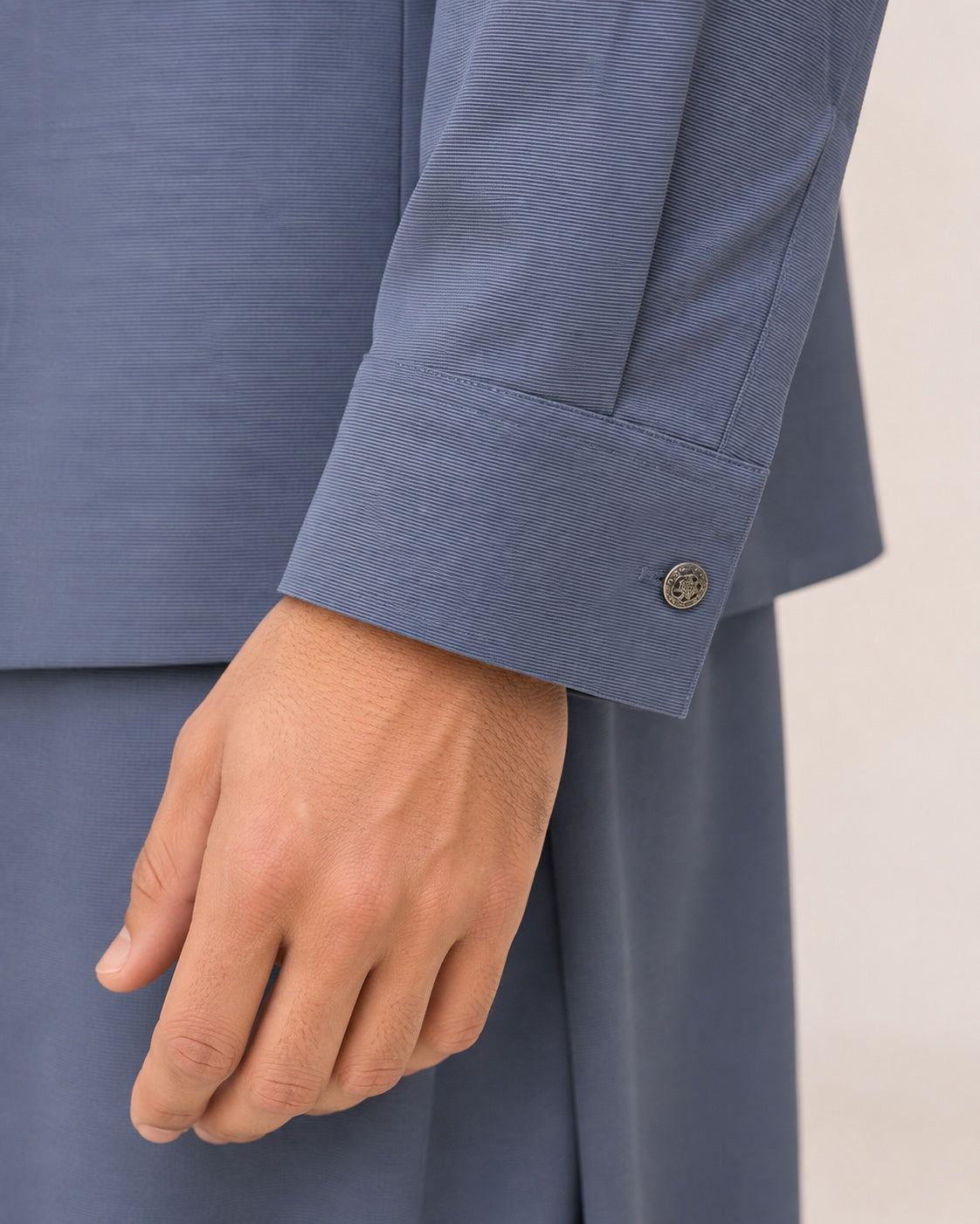 Steel Blue Kameez Shalwar with Waist Coat