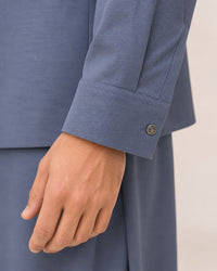 Steel Blue Kameez Shalwar with Waist Coat