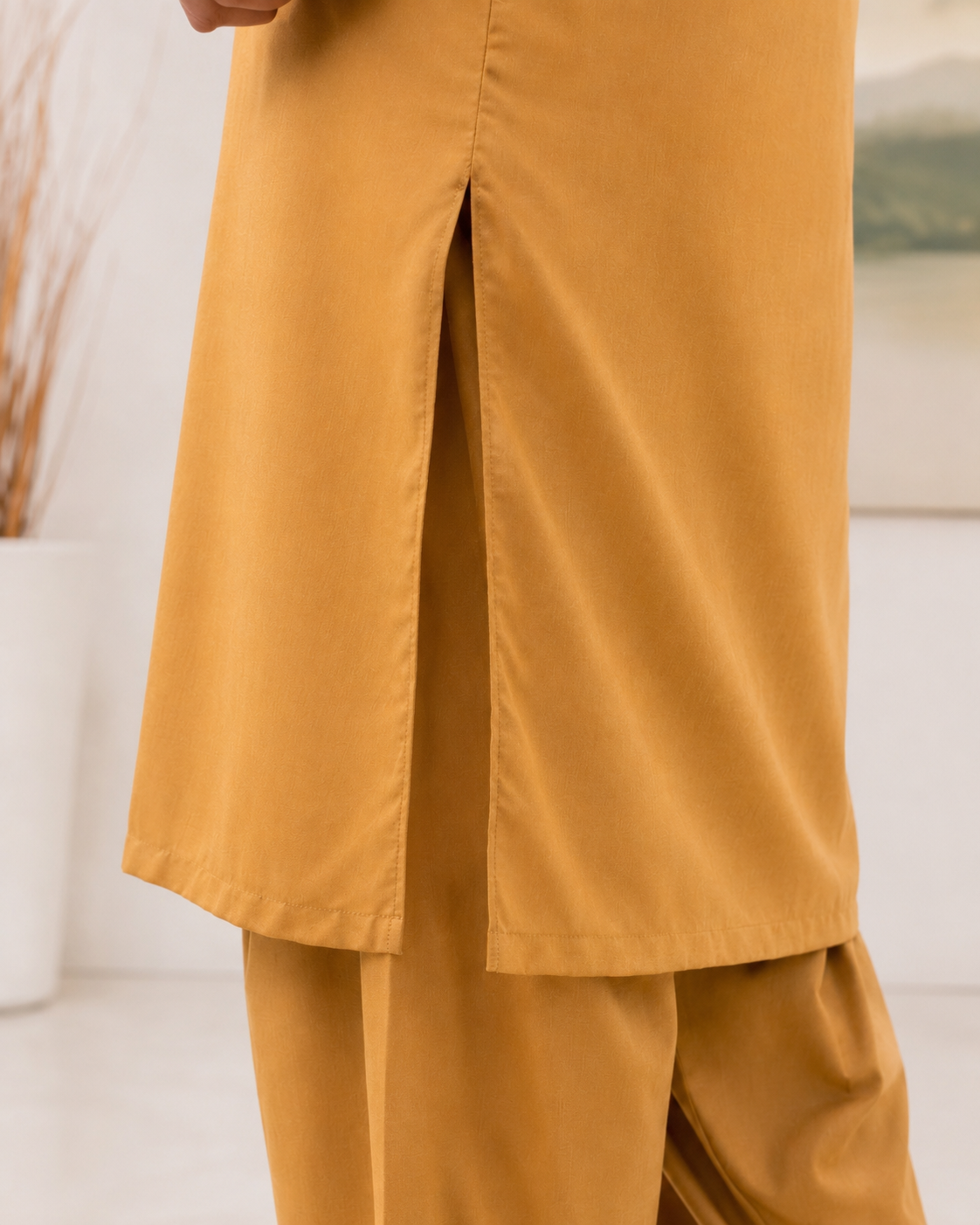 Mustard Wash and Wear Kameez Shalwar