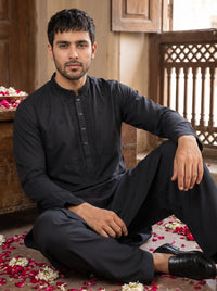 Black Embroidered Kurta Pajama