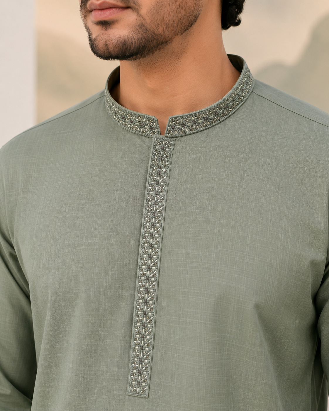 Light Green Wash and Wear Kameez Shalwar
