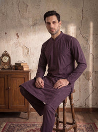 Mauve Embroidered Kurta Pajama